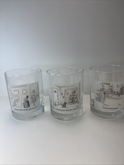 Vintage The New Yorker Drinking Glasses Set Of 3 Cartoon Dog Drawing Whisky Glas
