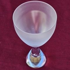 Vintage MURANO Frosted & Clear Wine Glass Hourglass Design w TEARDROP BUBBLE #2