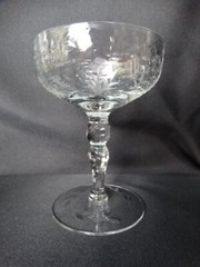 Glastonbury/Lotus Clear 40-1 Polished/Gray Cut Glass Floral 5.6oz Tall Champagne
