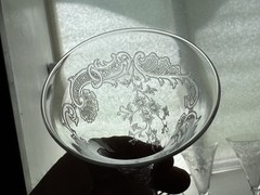 Set Of 4 Antique Saint Louis Crystal Massenet Etch Small Sherry Wine Cordials