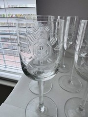 Vintage Crystal Etched Wine/Water Glass Rose Read Description