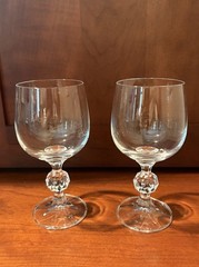 Bohemia Claudia Fine Lead Crystal Water Goblets Set 2 Czechoslovakia Faceted