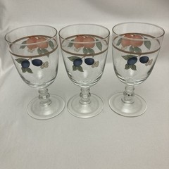 Vintage Mikasa Fruit Panorama Goblet Glasses 7″ Footed 14 Oz. Set of 3 Iced Tea