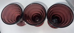 LE Smith Pebbled Rim Melba Amethyst Purple 4 1/4″ Tumbler ca. 1920’s Set Of 3