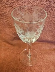 6 Glastonbury Lotus Alberta Panel Etched Crystal Sherry Glass circa 1928-1935