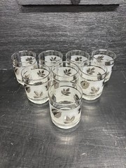 10 Brilliant Vintage Mid Century Libbey Silver Leaf And Frosted 3” Juice Glasses