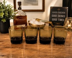 Libbey Carrington Tawny Smoke Rocks Tumblers Weighted Square Bottom Set of 4 Vi