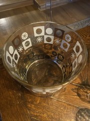 Vintage Culver Barware Carnival Pattern ICE BUCKET & 3 Shot GLASSES mcm Decor