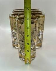 7 Vintage MCM Cera 22K Gold Old World Map Cocktail Tumblers Glasses EUC L👀K