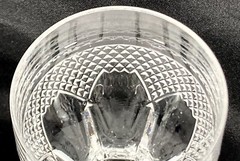 Vtg Crystal Diamond Crosshatch Cut Panel Star Base Wine Glass Goblet 5 7/8″ 7 oz