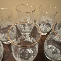Vintage Libbey Arby’s Tumbler Glasses Etched Gold Rim Winter Snow Scene Set of 8