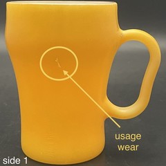 Fire King by Anchor Hocking Yellow Milk Glass Soda Mug c1950s Made in USA 8oz