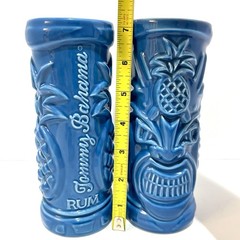 Ceramic Rum Tiki Bar Mugs Vibrant Blue by Tommy Bahama – Maui Set of 2 – 16oz