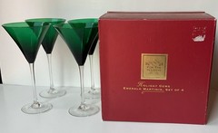 NIB Lenox Emerald Martinis Holiday Gems Crystal Glasses Set of 4 (435)