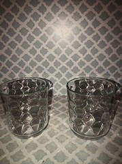 Vintage Libby Scale Design Set of 2 Low Ball Drinking Glasses 3 3/4” Tall