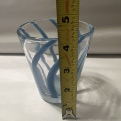 Vintage Blue Ribbon Swirl Bar Glass 4 Inch
