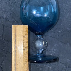 Set of 5 MCM ITALIAN VETRERIE DI EMPOLI TEAL BLUE BALLOON 6″ TALL GLASSES EXC