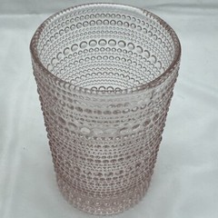 Set of 3 Jupiter Beaded Hobnail Rose Pink Highball Tumbler Drinking Glass