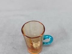 Legras Portieux George Sand Hand Blown Amber & Blue Optic Molded Cordial Glass B