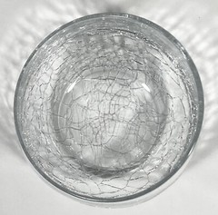 Pier 1 Crackle SLANTED Angled Rim Clear STEMLESS Wine Glass 12 oz 4″ EX RARE
