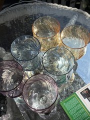 Set of 6 CRISTALLERIA FUMO Hand Made IN ITALY etched Wine Glasses