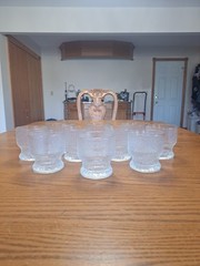 Indiana Glass Vintage 1960’s Ice Tree Bark Footed Water Textured Rock Glasses 10