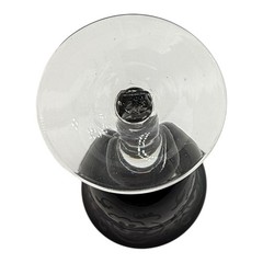 Black Floral Etched Glass Water Wine Goblet 7.75″ Tall Opaque Halloween Chalice