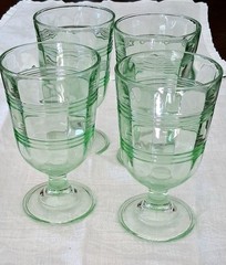 Set Of 4 Martha Stewart Green Footed Ice Tea Water Goblets 6.5” 12oz READ
