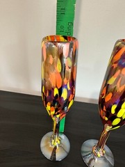 Mexico Art 2 Glasses Confetti Champagne Flutes Goblet Mottle Iridescent Stemware