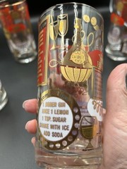 Vintage Hazel Atlas Tall Highball Recipe Cocktail Glasses Set Of 4 1960’s