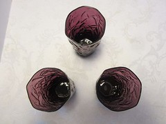 Vintage MCM Seneca Amethyst Driftwood Glass 3 tumblers 5 1/8” T 8-10 Oz 1960s