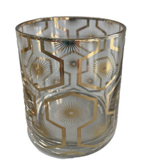 Set of 4 Rosanna Art Deco Double Old Fashioned Gilded Gold Glasses