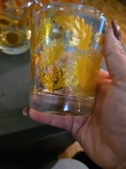 4 VTG BARLETT 22k GOLD CHRYSANTHEMUM 8 OZS whiskey or shot Glasses 3.5”x3”