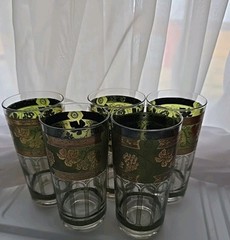 Cera 22K «Golden Grapes» Drinking 5 Glasses/Tumblers/Highball 5.5″ tall