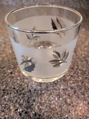 Vintage Libbey Silver Leaf Frosted Whiskey Glass — Mid Century Modern Barware