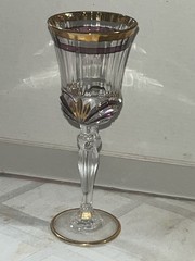 Royal Crystal Rock Italy Aurea Gold Rim Liqueur Glasses Lead 24% Set of 4 New
