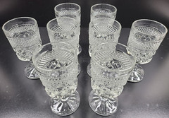 8 Anchor Hocking Wexford Claret Wine Glasses Set Vintage Cut Etched Bar Ware Lot