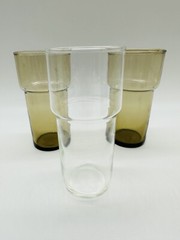LOT 3 Vintage MCM Henry & Miller Retro Kraftware 10oz Tumblers w Holders Silver