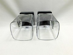 4 Vintage DISARONNO Branded Black Square Foot Amaretto Liqueur Glasses 70s