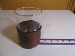 1- Wheelmen & Co. Rare Highball Glass w Logo Leather Koozie Barware Drinkware