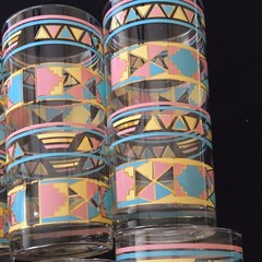 8 Vtg 12oz Culver Southwest Aztec Native American Highball Glasses Glass Juice