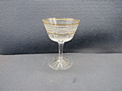 Seneca Crystal Gold Brocade Pattern Champagne Sherbet Glass 5 3/8″ t