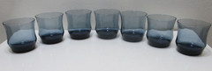 Vintage Libbey Glass Tumblers SET OF 7 Apollo Blue 3 1/4″ Tall Holds 6 oz