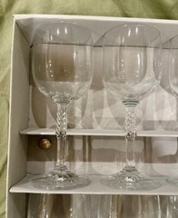Vtg Bohemia 6 PC Set Crystal Wine Glasses 6.5″ Tall Holds 190 ml From CZ NIB