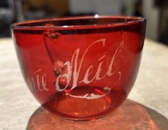 1897 Souvenir Ruby Overlay Cup Nashville Tennessee Fannie O’Neil