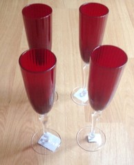 Artland Ruby Red Tall Flute Champagne Glasses, Set of Six, 7 oz. Size