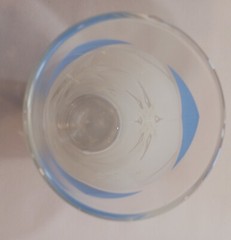 Vintage MCM Jeannette Glass Frosted White Snowflake with Blue diamond Tumbler