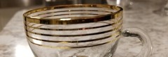 Vintage 22K Etched Gold Trimmed Punch Glasses Cup Mid Century Set Of 11