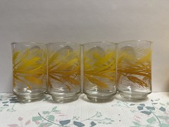 Set of 4 «Golden Wheat» Vintage Libbey 6 oz Glasses 6.5″ Yellow & Amber 1970’s