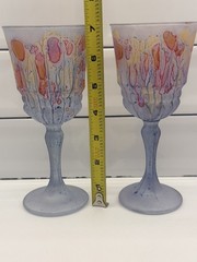 Reuven Glass Handpainted by Nouveau Art Glass Co. Inc. USA Watercolor Wine Glass